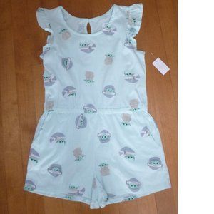 Girls Star Wars The Mandalorian BABY YODA Romper Shorts Set Size Large 10/12 NWT
